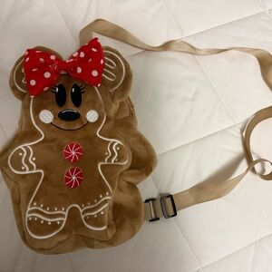 Minnie Mouse Gingerbread Plush Crossbody Bag with Red Bow